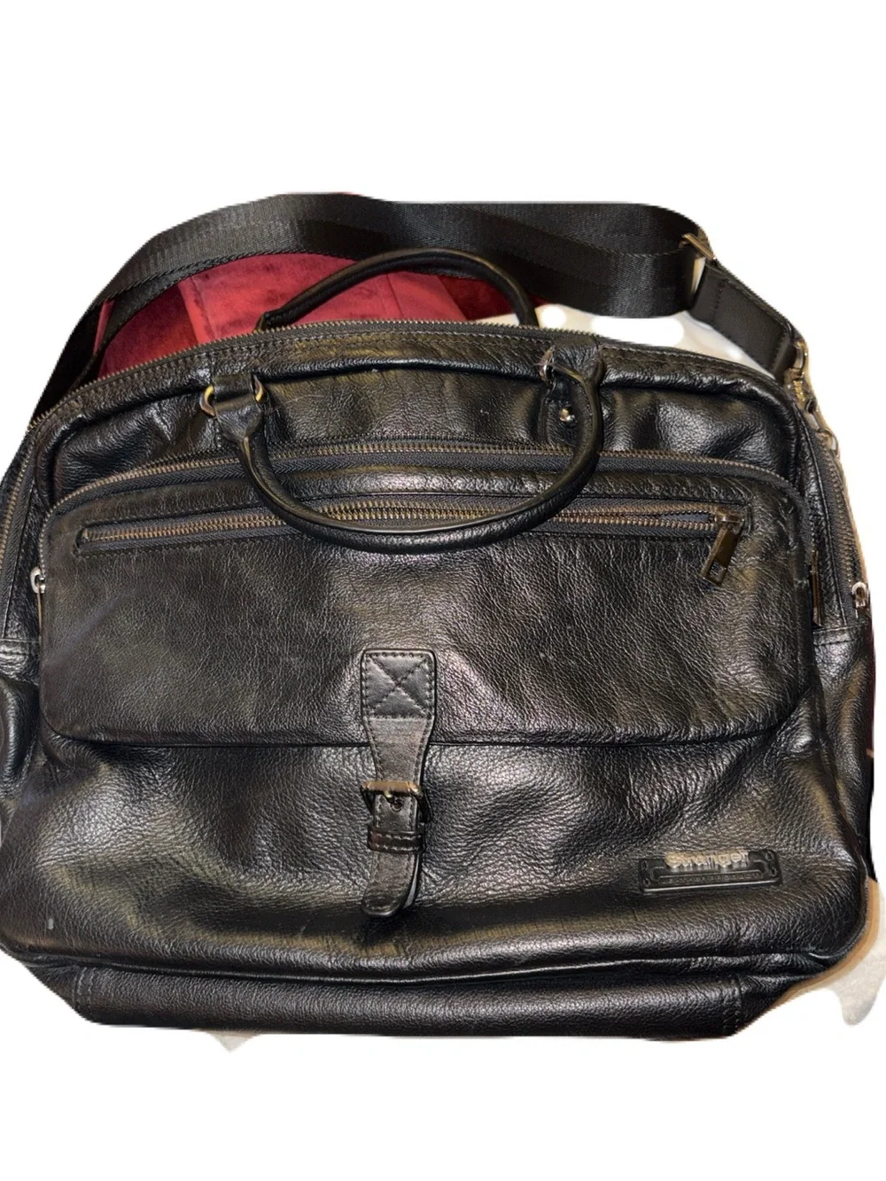 Stranger Black Full Grain Leather Laptop Bag